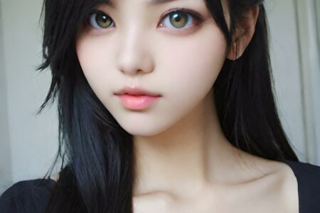 AI girl with black hair wallpaper