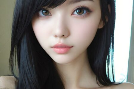 AI girl with black hair wallpaper