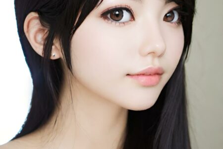 AI girl with black hair wallpaper