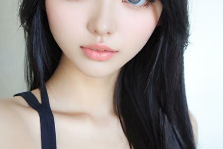 AI girl with black hair wallpaper