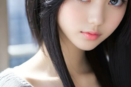 AI girl with black hair wallpaper