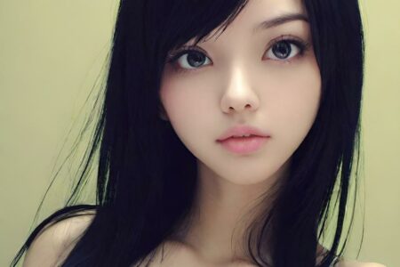 AI girl with black hair wallpaper