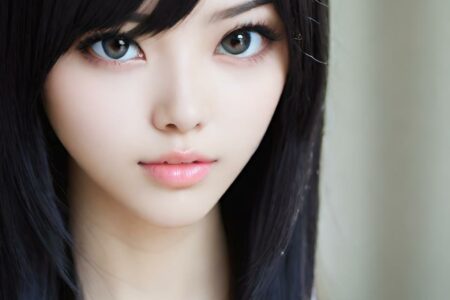 AI girl with black hair wallpaper