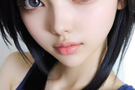 AI girl with black hair wallpaper