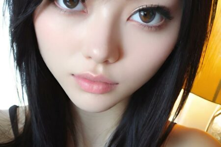 AI girl with black hair wallpaper