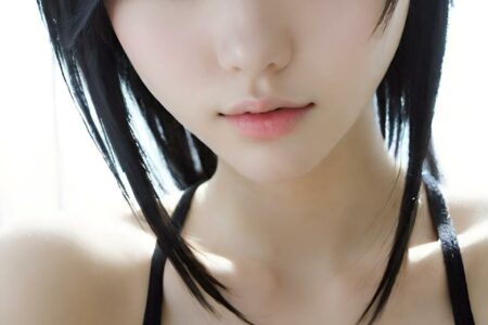 AI girl with black hair wallpaper