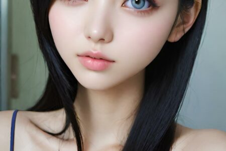 AI girl with black hair wallpaper
