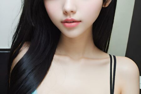 AI girl with black hair wallpaper