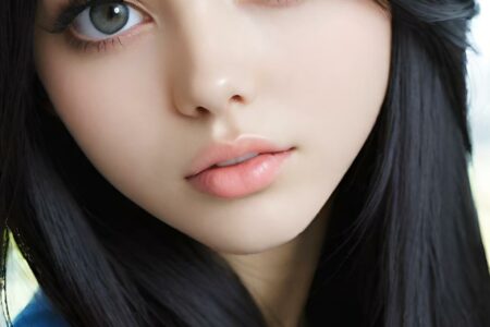 AI girl with black hair wallpaper