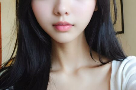 AI girl with black hair wallpaper
