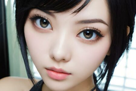 AI girl with black hair wallpaper