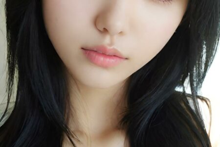 AI girl with black hair wallpaper