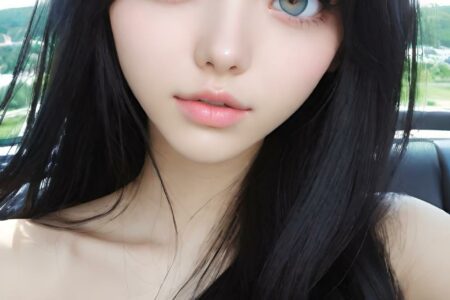 AI girl with black hair wallpaper