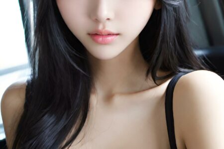 AI girl with black hair wallpaper