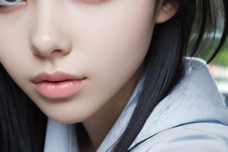 AI girl with black hair wallpaper