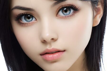 AI girl with black hair wallpaper