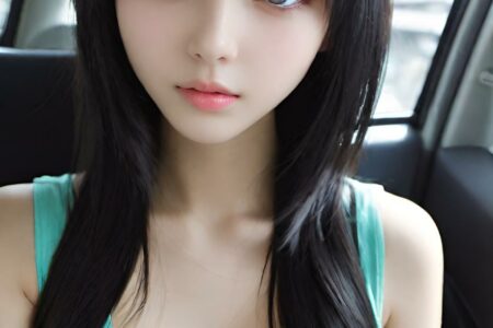 AI girl with black hair wallpaper