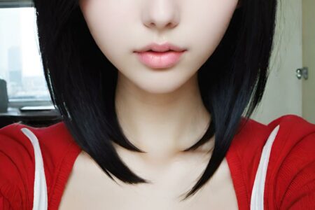 AI girl with black hair wallpaper