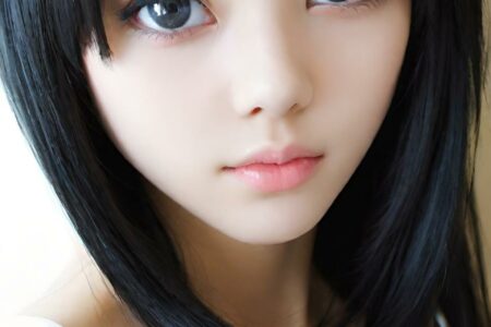AI girl with black hair wallpaper