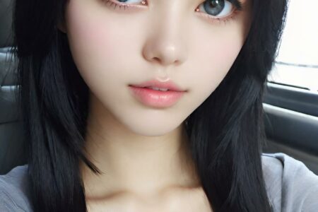 AI girl with black hair wallpaper