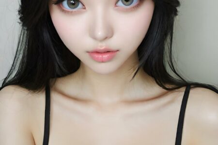 AI girl with black hair wallpaper