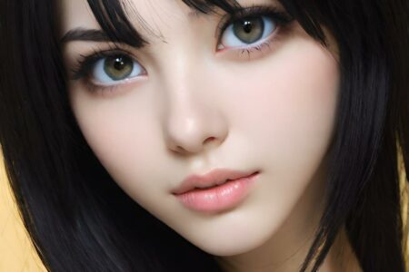 AI girl with black hair wallpaper