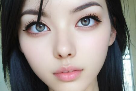 AI girl with black hair wallpaper