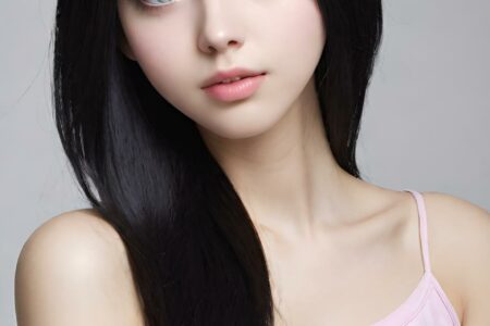AI girl with black hair wallpaper
