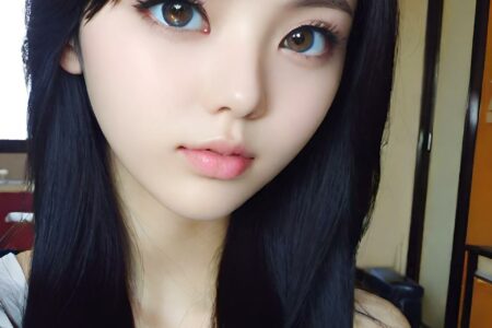 AI girl with black hair wallpaper