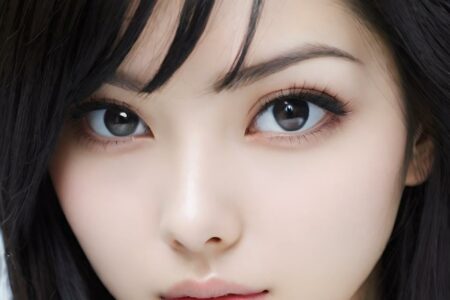 AI girl with black hair wallpaper