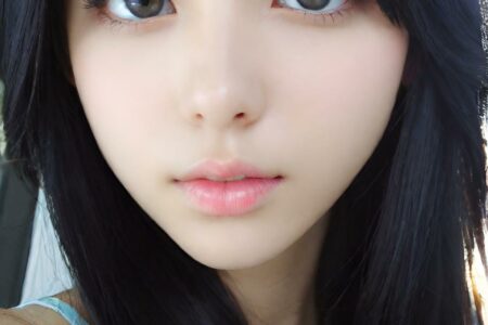 AI girl with black hair wallpaper