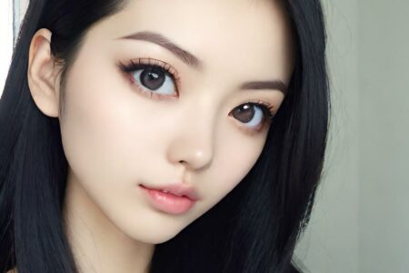 AI girl with black hair wallpaper