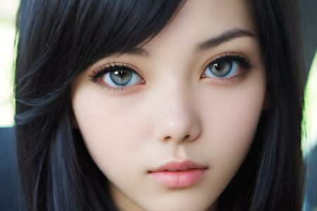 AI girl with black hair wallpaper