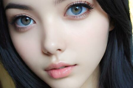 AI girl with black hair wallpaper