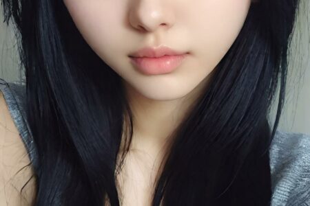 AI girl with black hair wallpaper
