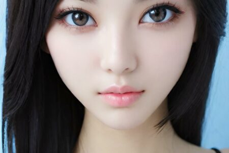 AI girl with black hair wallpaper