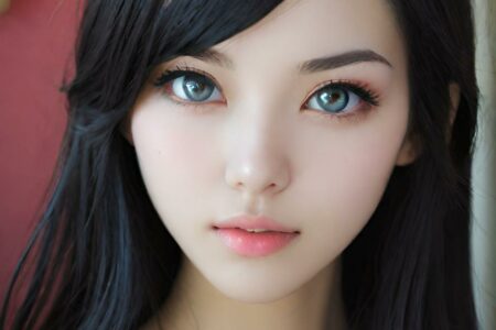 AI girl with black hair wallpaper
