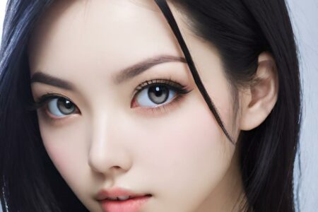 AI girl with black hair wallpaper