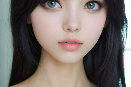 AI girl with black hair wallpaper