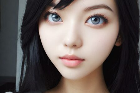 AI girl with black hair wallpaper