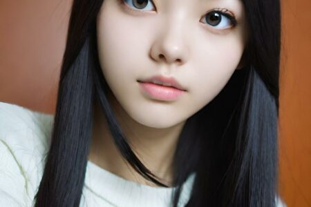 AI girl with black hair wallpaper