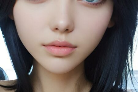 AI girl with black hair wallpaper