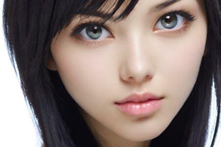 AI girl with black hair wallpaper