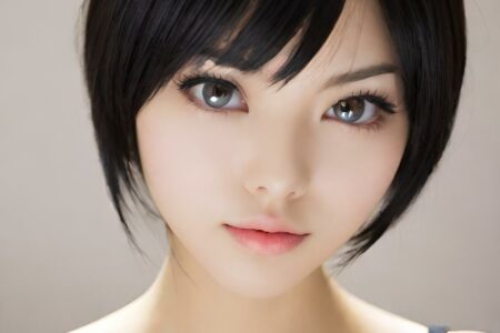 AI girl with black hair wallpaper