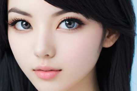 AI girl with black hair wallpaper