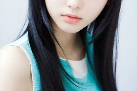 AI girl with black hair wallpaper