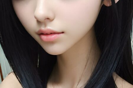 AI girl with black hair wallpaper
