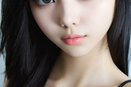 AI girl with black hair wallpaper