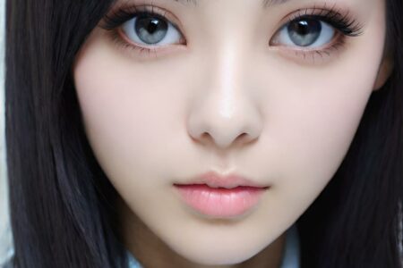 AI girl with black hair wallpaper