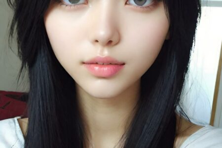 AI girl with black hair wallpaper
